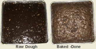 Brownie dough and baked