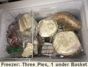 Three pies in Chest Freezer