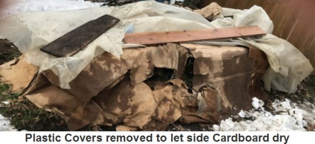 Plastic Covers removed to let Cardboard dry
